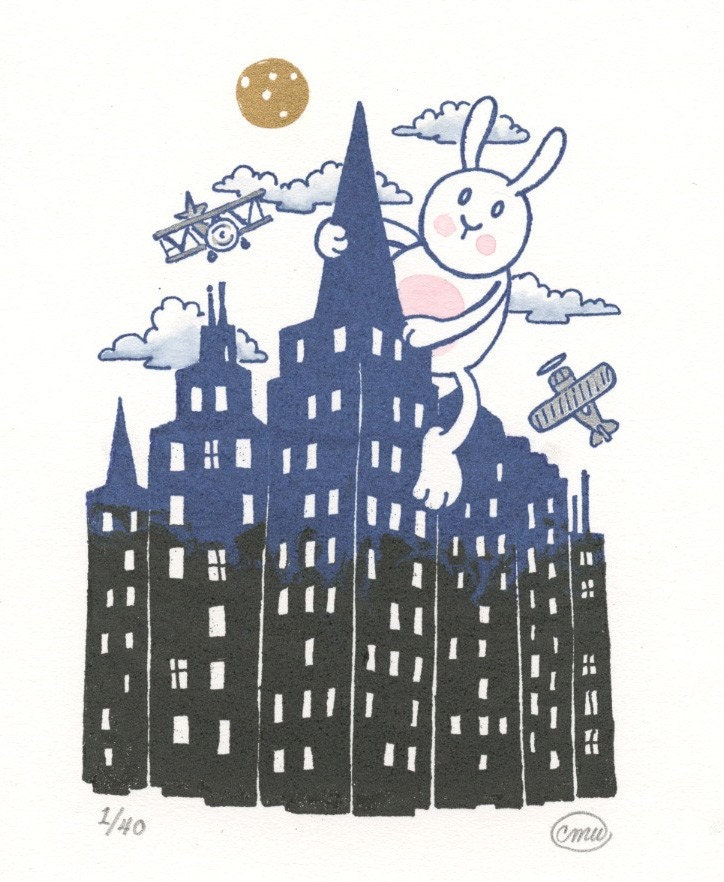 Bunny Kong Gocco Print City Art
