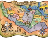 Somerville Massachusetts Map Art Print 8" x10"