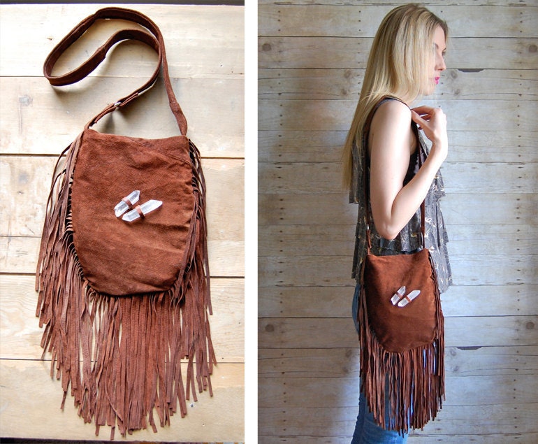 SALE ///  Brown Fringe bohemian navajo bag