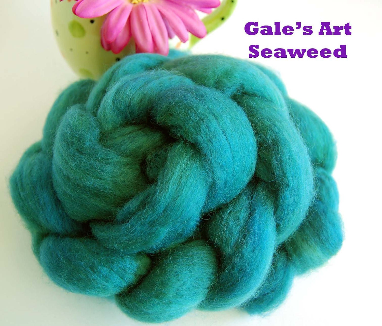 Blueface wool top -Seaweed (semi solid) 4 oz 115 grams