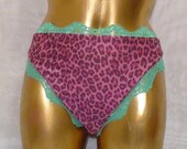 Pink Leopard Stretch Green Lace Panties DIY Clearance