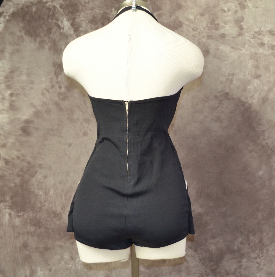 SALE vintage 1950s Bathing suit black  one piece