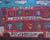 Oxford Double Decker Festival 2012 Multiblock Color Woodcut Print