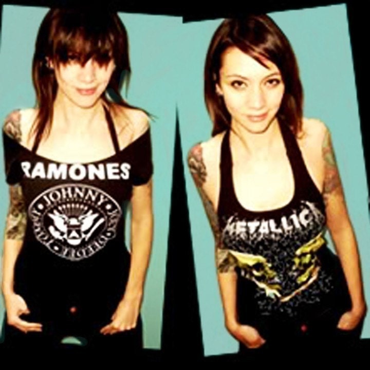 Custom alteration by madfoxes turn your tee into a halter or an off the shoulder top
