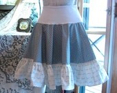 Rockabilly Blue Ruffled Skirt  - xsmall, small, medium, large, xlarge