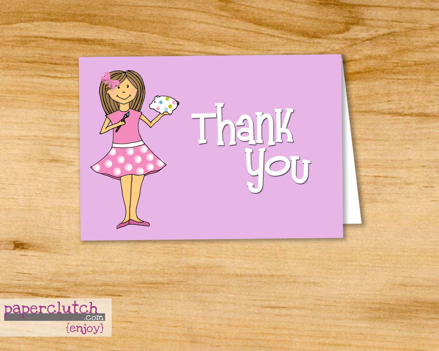 Ceramics- Pottery Painting- Birthday Party Thank You Card - Digital File or Printed