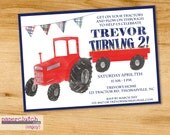 Get on your Tractor- Birthday Party Invitation - Digital File or Printed