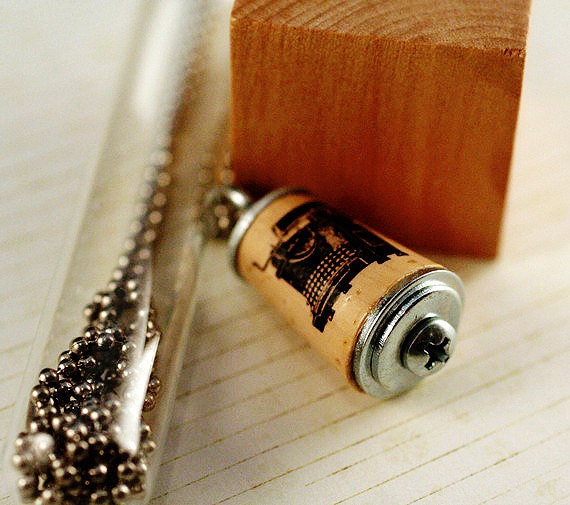 Typewriter Necklace - Cork Jewelry in Test Tube and Wood Block - Upcycled by Uncorked
