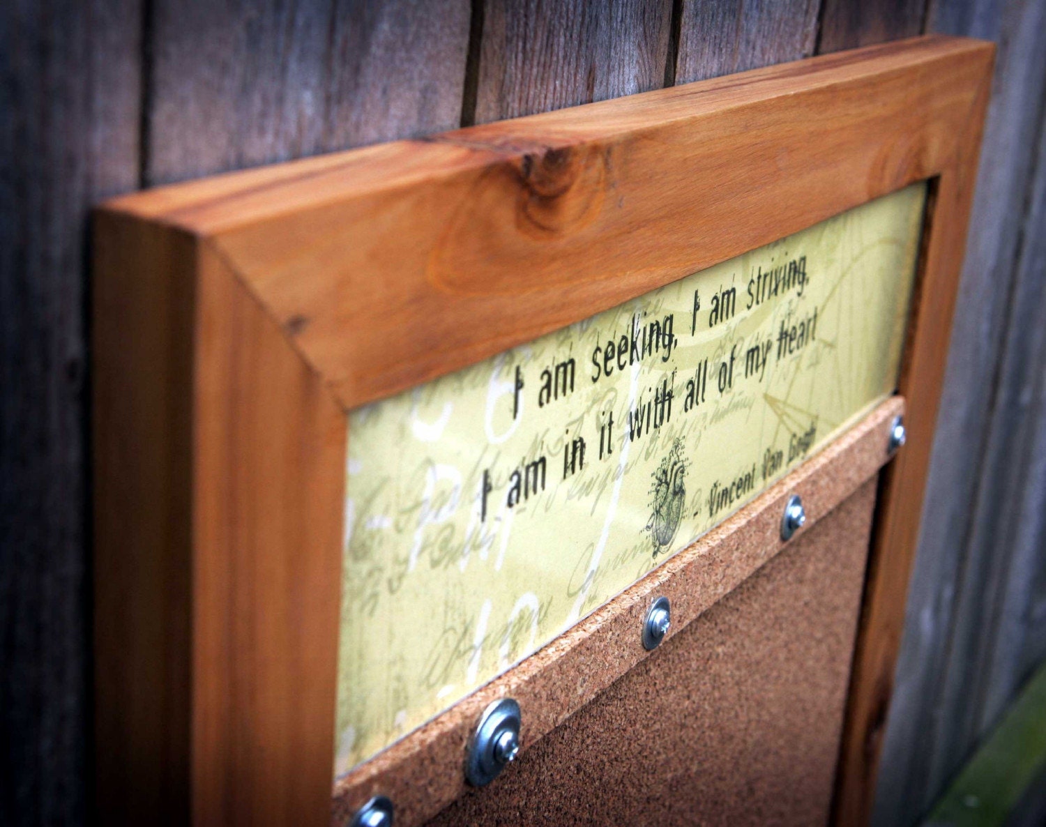 In It With All My HEART Recycled Cedar Record Frame Corkboard UNCORKED