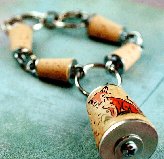 Fox Cork Bracelet - Upcycled Foxy Mama Jewelry - Eco Friendly by Uncorked