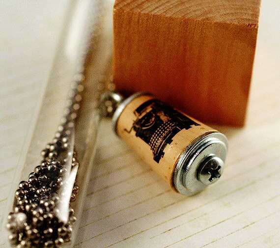 Typewriter Necklace - Cork Jewelry in Test Tube and Wood Block - Upcycled by Uncorked