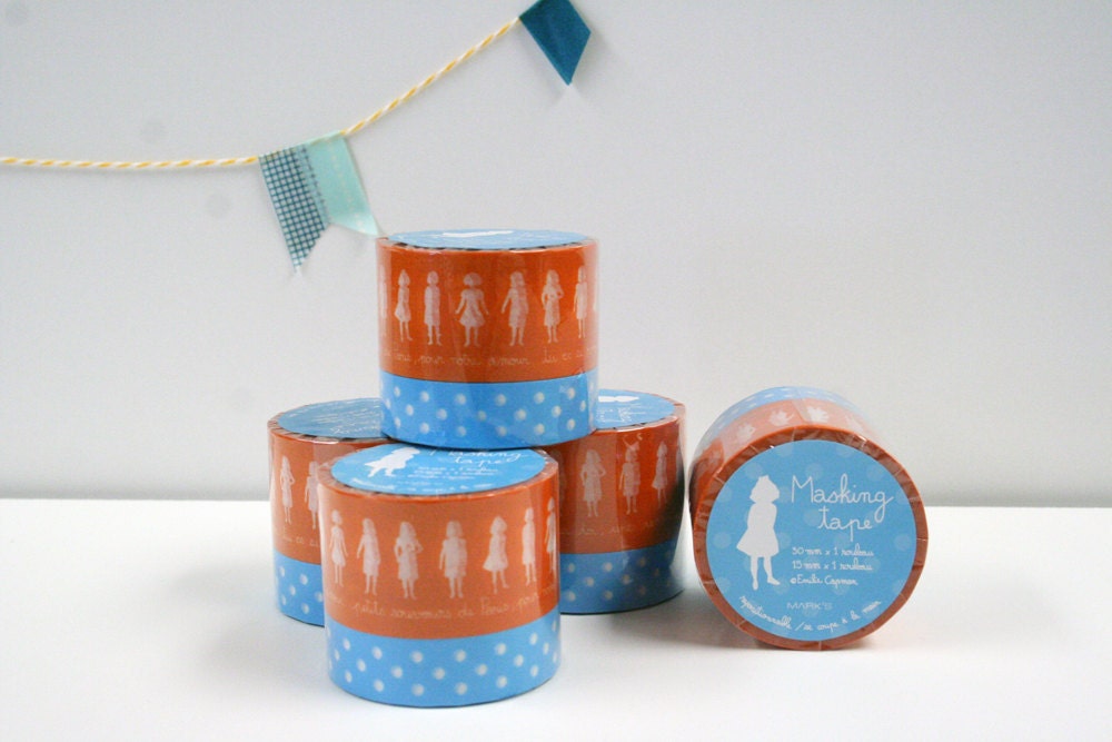 Girls Orange Washi Japanese Masking Tape 2 pack