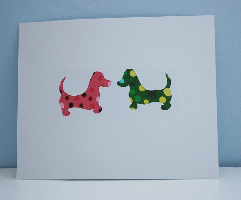 Valentine and Love - Dachshund in cotton fabric - Wall Art 8x10