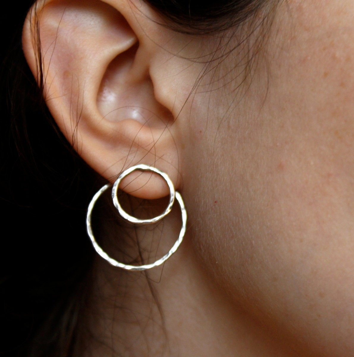 Double Sided Sterling Silver Optical Illusion Hoops