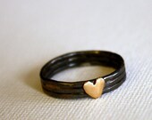 Handmade Black Band with 14k Gold  Fill Heart- Handmade by Rachel Pfeffer
