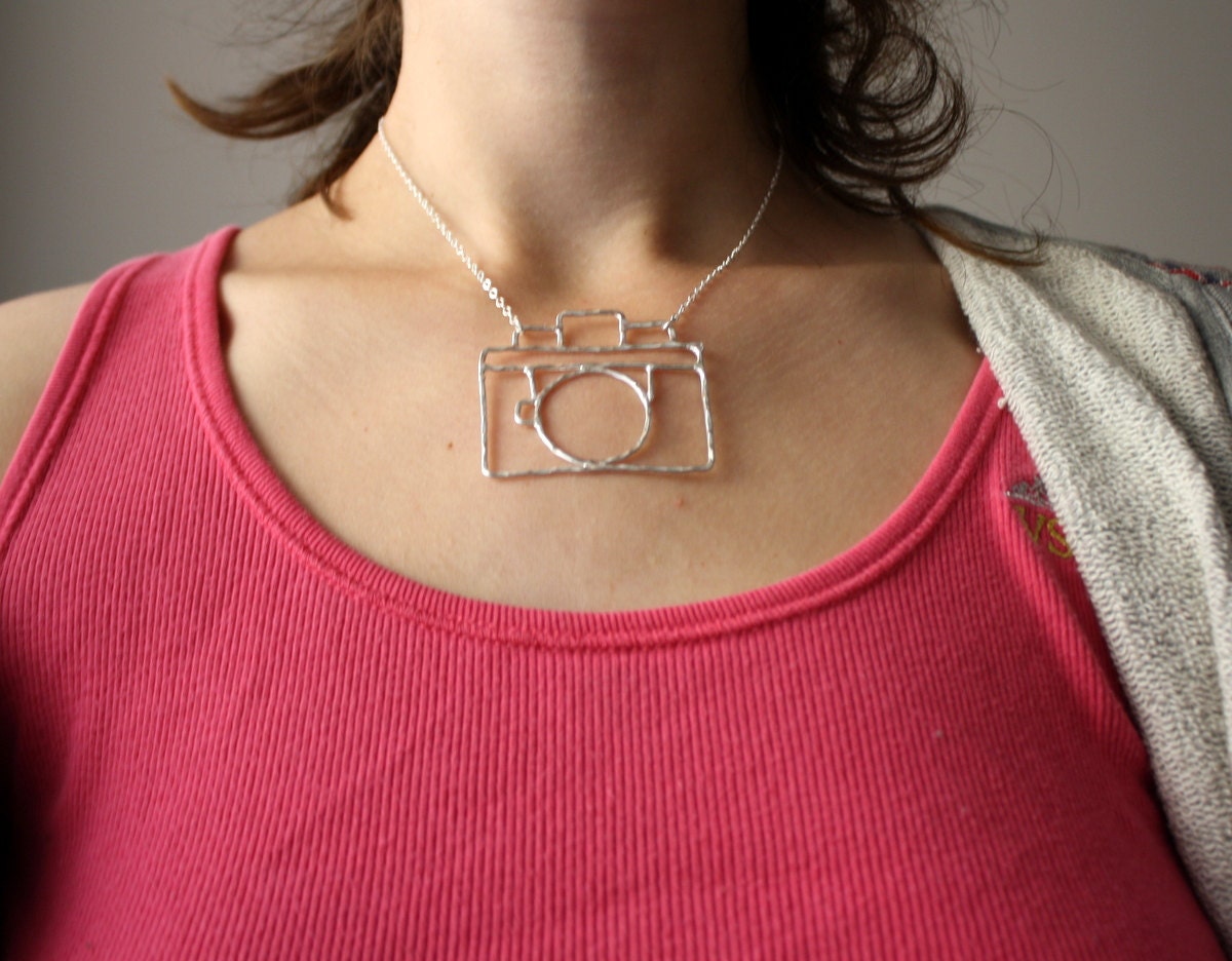 Sterling Silver Old Fashioned Camera Necklace- Handmade by Rachel Pfeffer- Holga