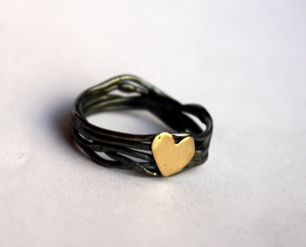 Handmade Sterling Silver Nest Heart Ring- made by Rachel Pfeffer