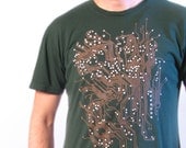 Circuit Board Geek Tshirt on Forest Green - Men's Tee Shirt S M L XL 2XL 3XL