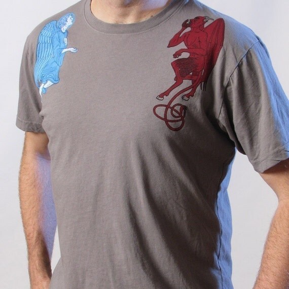 M Angel and Devil T-shirt on Concrete ..... Men's Medium tee