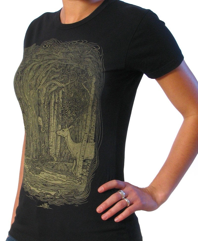 Tangled Forest T-shirt on Black ..... Women's Tee Shirt S M L XL 2XL