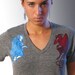 Womens T-Shirt - Shoulder Angel and Devil Organic V-neck T-shirt - Graphic Tee XS S M L XL 2XL 3XL