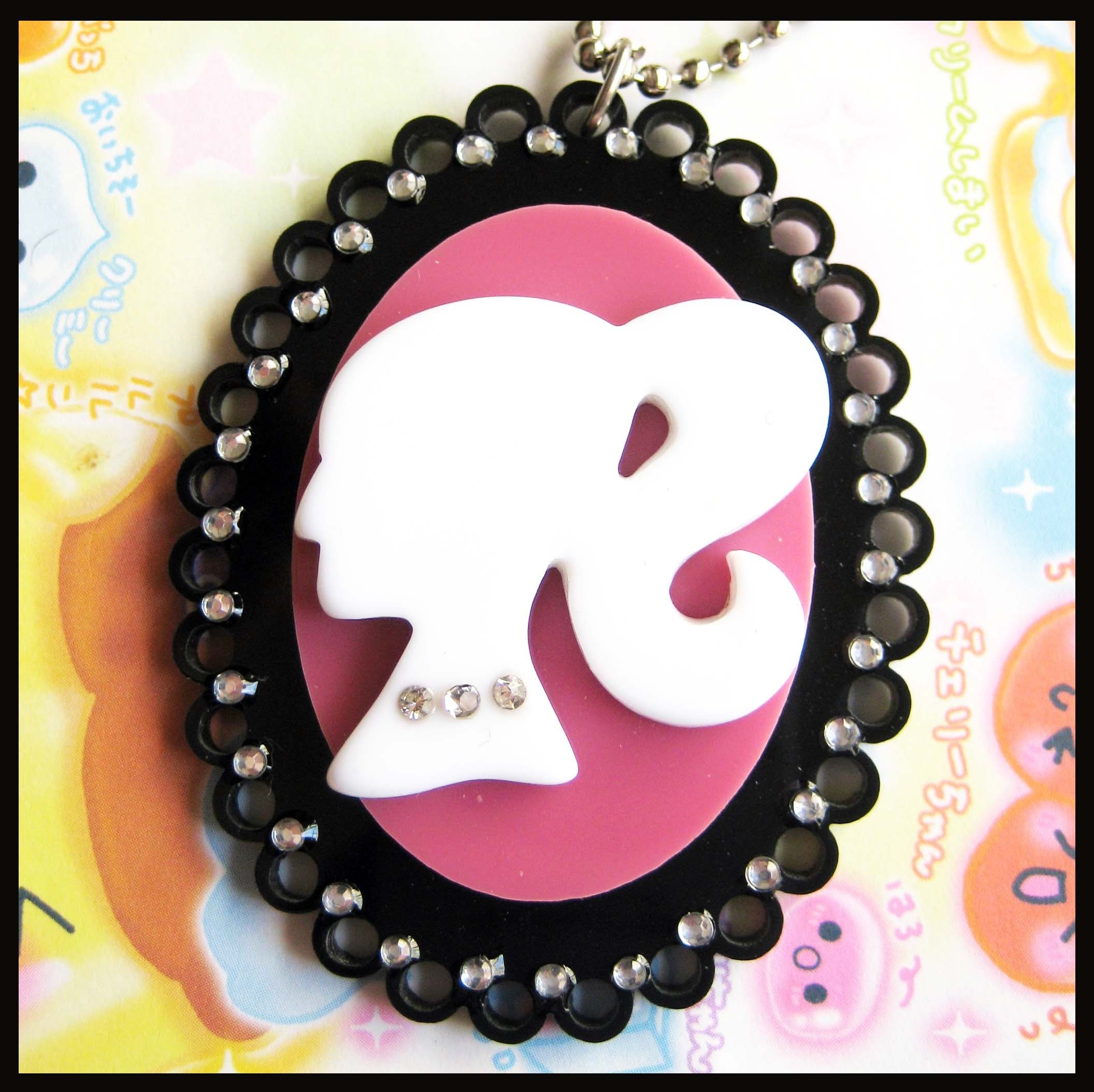 HUGE White Lady Silhouette Acrylic Necklace