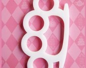 HUGE White Brass Knuckles Acrylic Necklace