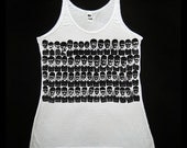 Wmns Silk Modal Tank Top in White feat. 'Phrenology' print in Black