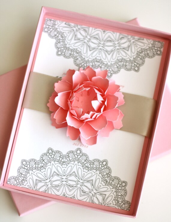 Flowers and Lace Boxed Invitation