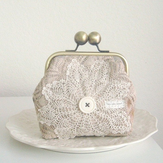 you are loved doily clutch