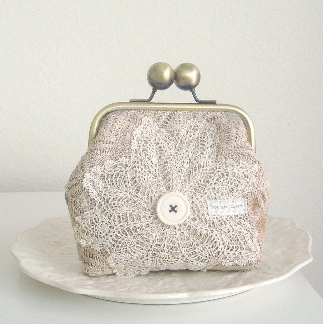 you are loved doily clutch