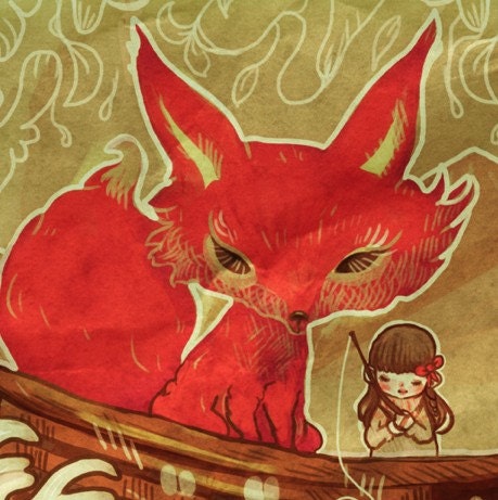 Fox Boat - 4x6 Watercolor Fine Art Giclee Print