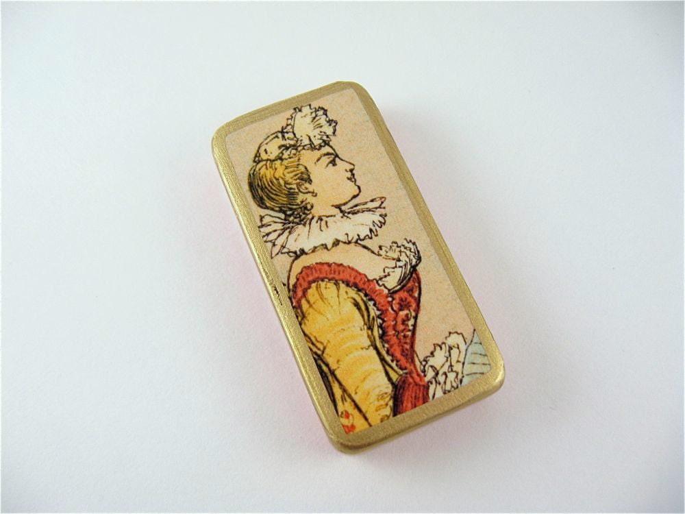 Fridge Magnet /  Lady in High French Fashion / Yellow Red / ready to ship