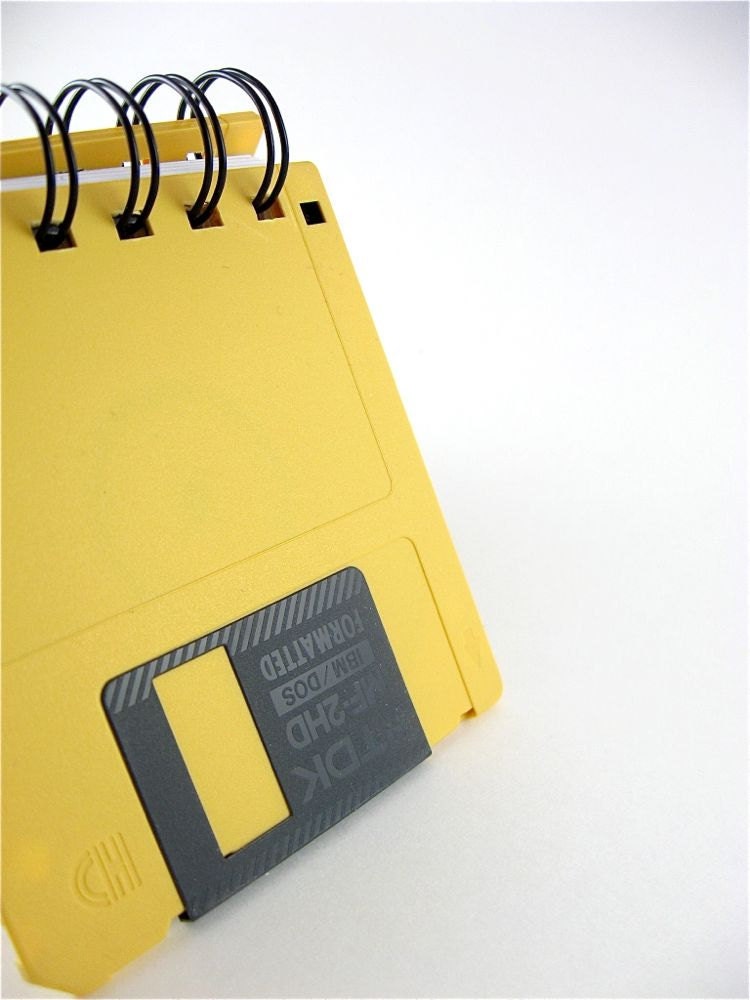 Recycled Yellow Floppy Disk Mini Notebook