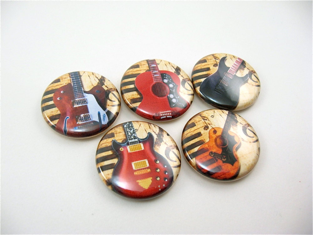 5 fridge magnets - music guitars modern - fit magnabilities 1154