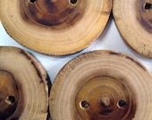 2 Big Rustic Wooden Buttons
