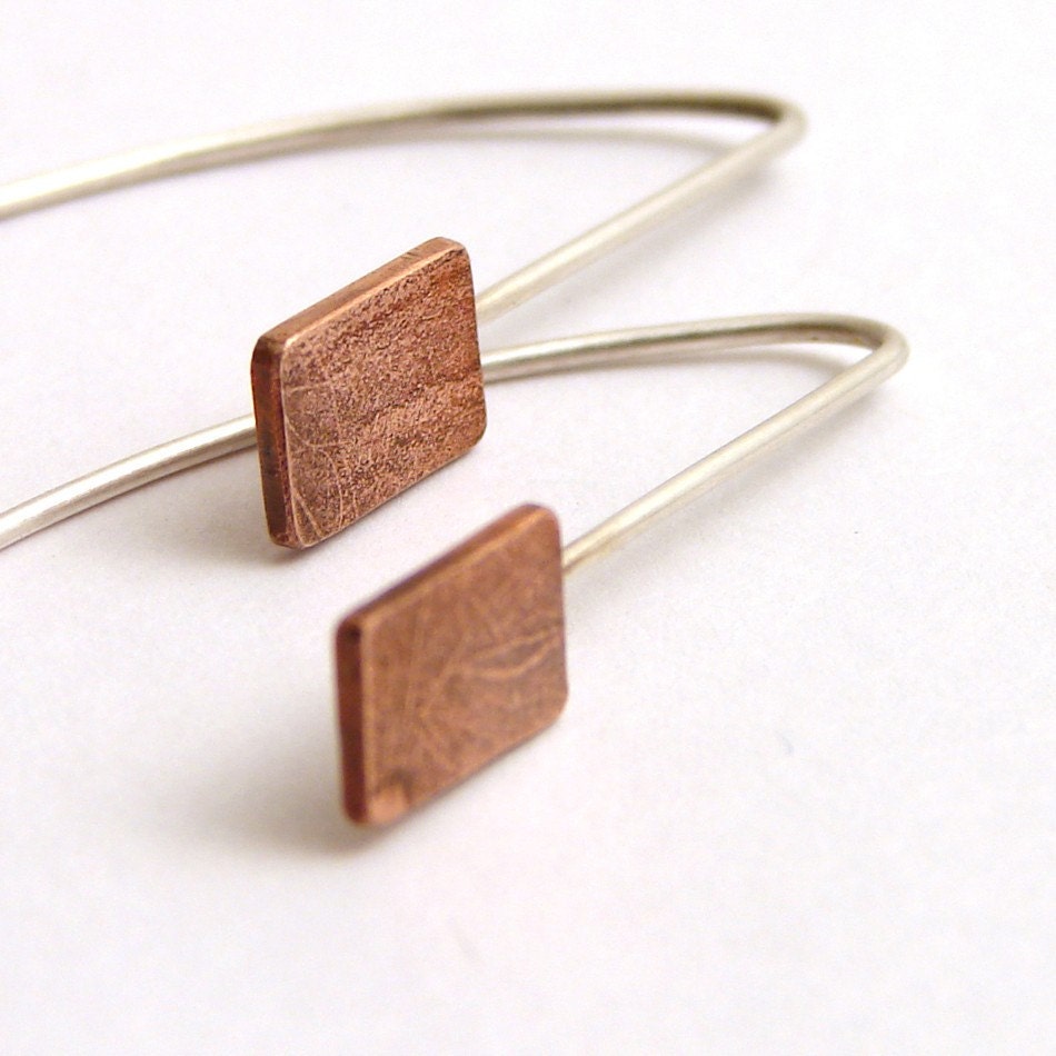 Textured Copper Earrings