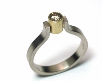 Modern Engagement Ring, White Gold