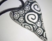 Black and white spiral heart pendant