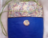 Polymer clay purse - royal blue and chrysanthemum cane