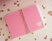 rustic heart notecard set in pink