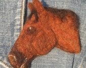 Quarter Horse Sculpture for Pin or Magnet Broach,  REALISTIC Bay Horse Portrait