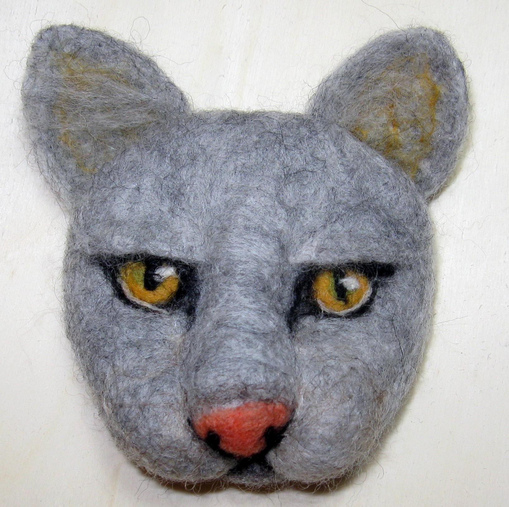 Commission Cat Portrait - Grey Wool Needle Felt