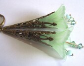 Close Out Sales // Pale Green Long Trumpet Earrings