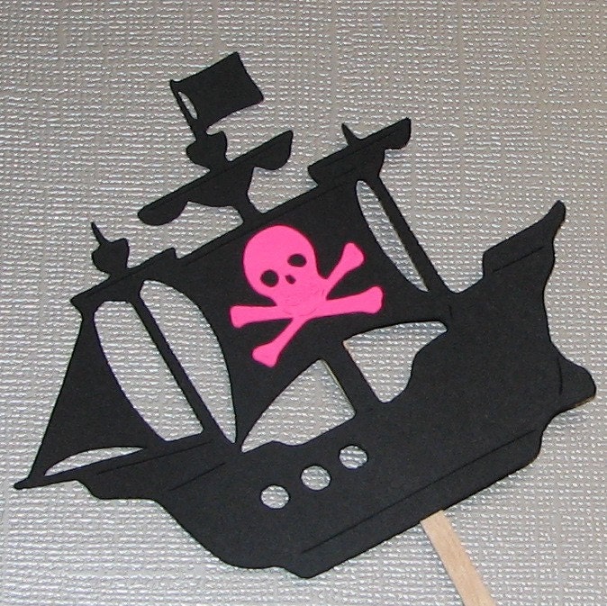 Girly Pirate Ship Cupcake Toppers (set of 24)