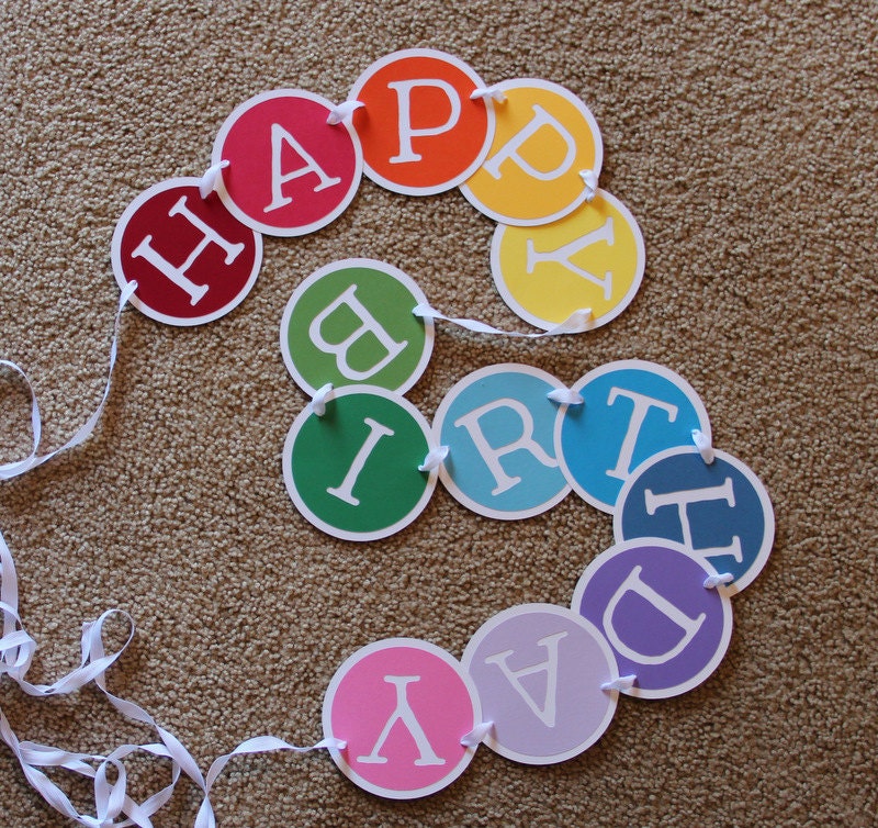 Rainbow HAPPY BIRTHDAY Banner, Custom Colors Available