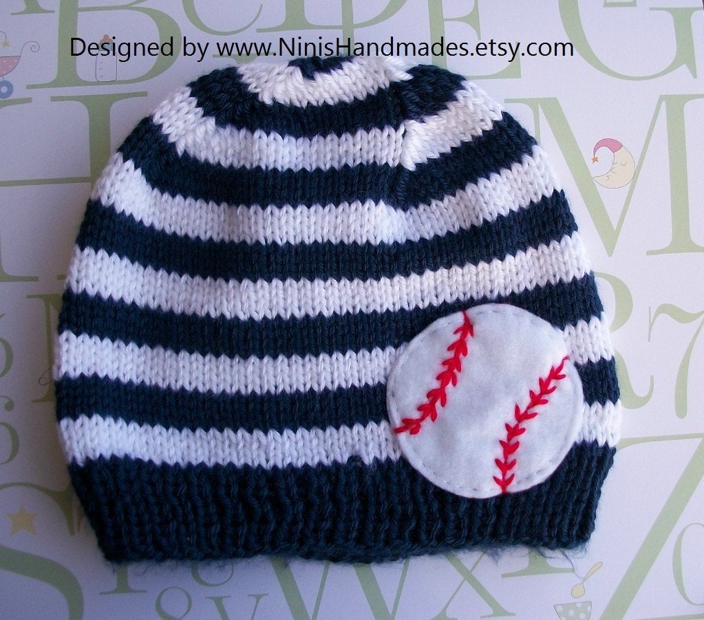 Knit BASEBALL Baby Hat, BEANIE, Childrens and toddler hat, sports, Baseball Hat, Birthday Gift, Baby Shower gift, Newborn Photography