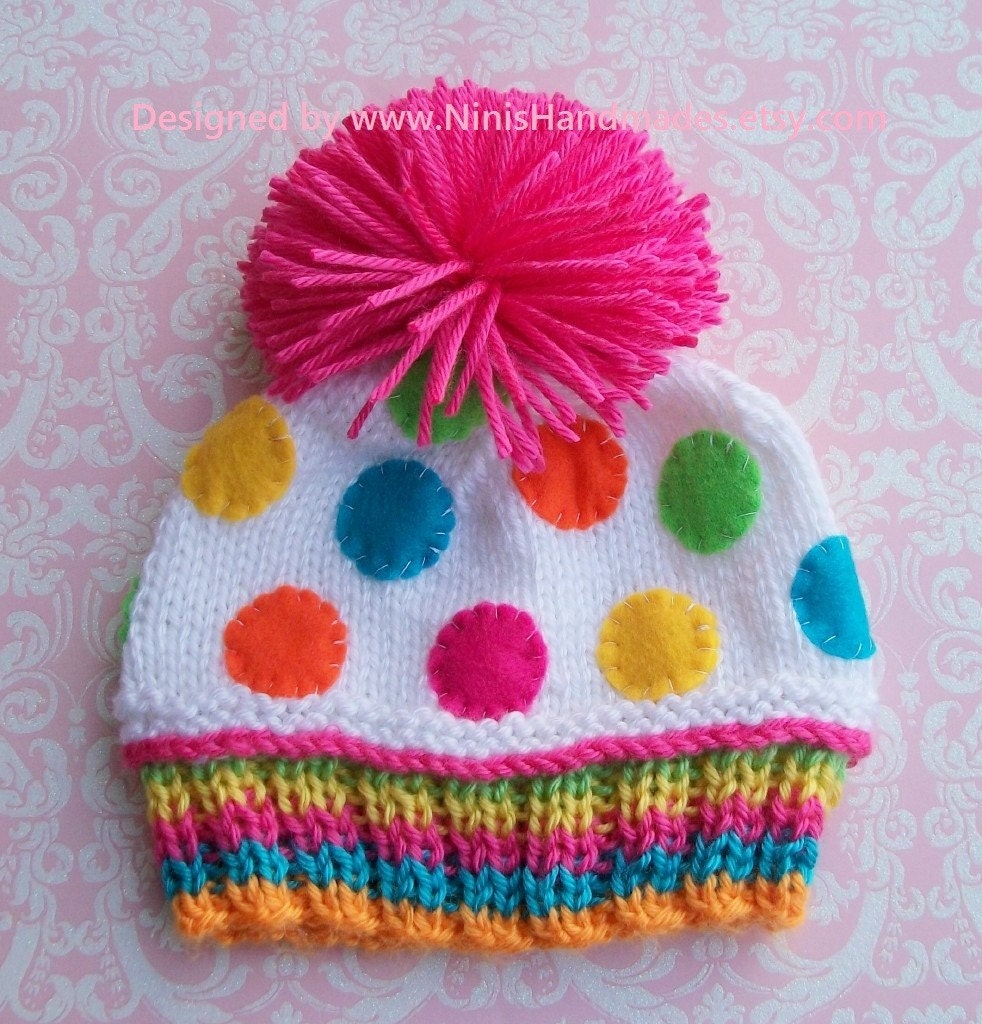 Baby FUSCHIA Pom Pom CONFETTI CUPCAKE Hat-Newborn Size- Made to order only-For Current Turnaround time Read below Description