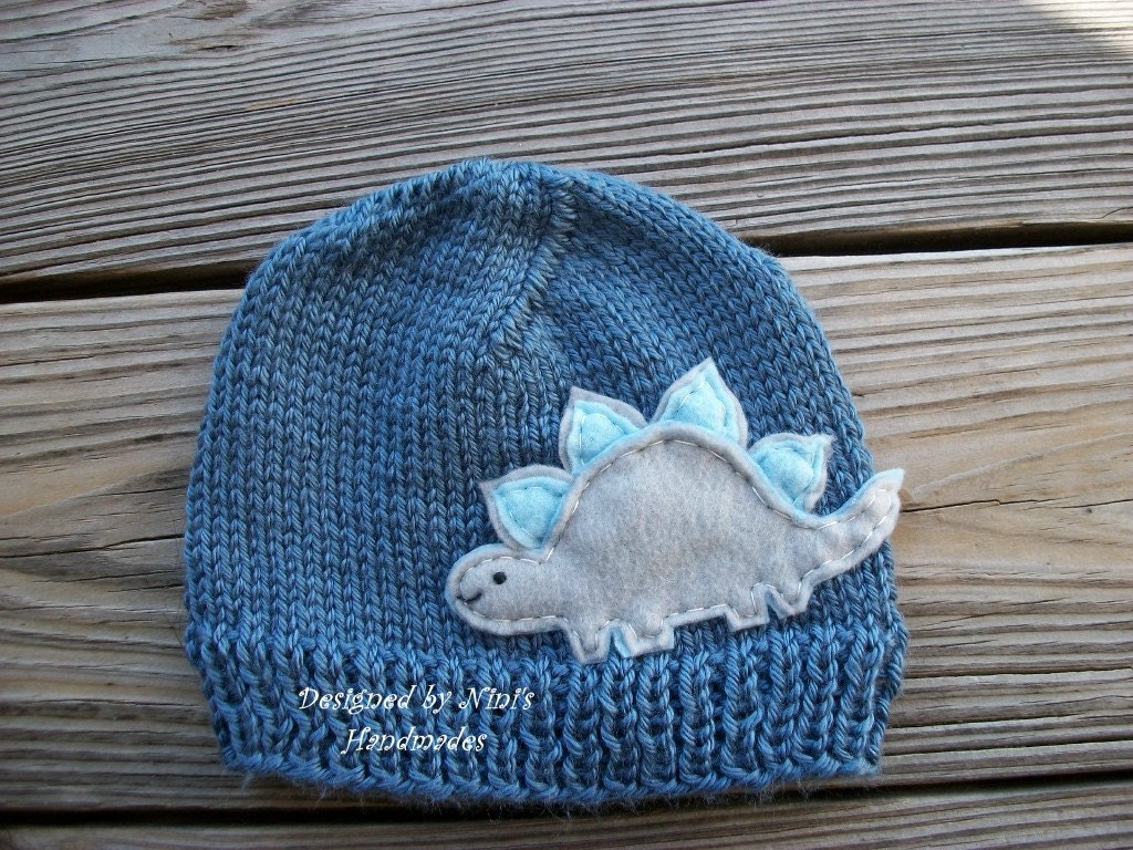 DENIM Style DINO  Beanie-Newborn Size- For Current Turnaround time Read below Description