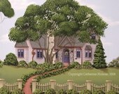 Folk Art Print Dragonfly Cottage
